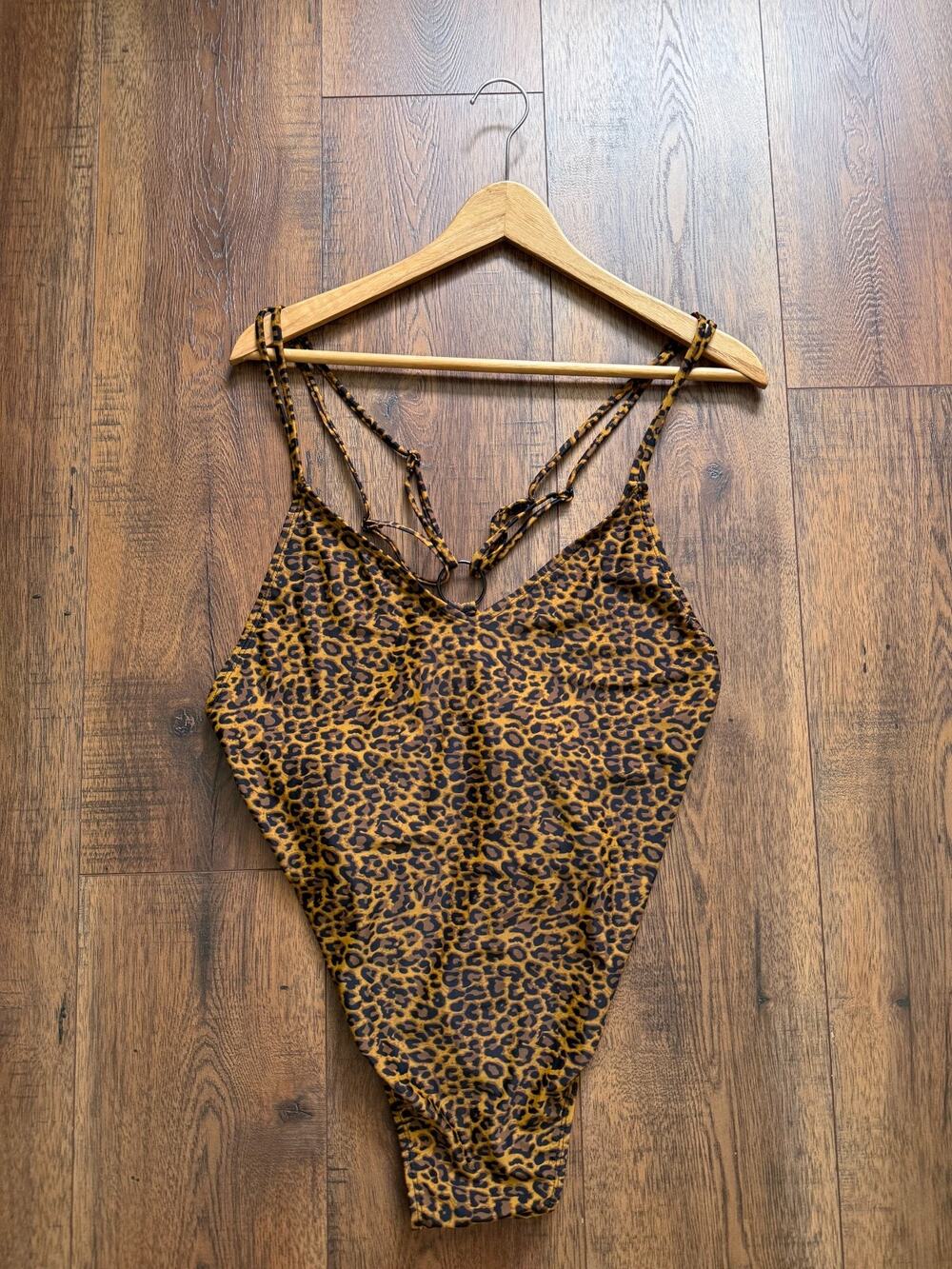 Kendall + Kylie XL Leopard Print Strappy One Piece Swimsuit